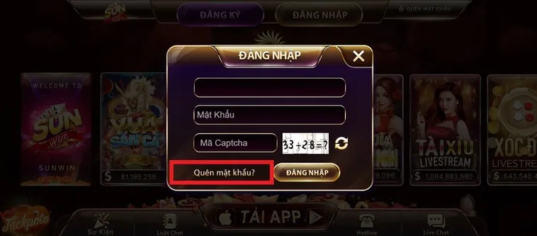 Các bước khôi phục tài khoản khi quên mật khẩu tại Sunwin.